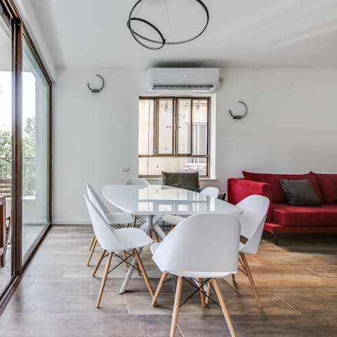 Gather together for a celebratory meal at home when you're not out sampling the local restaurants