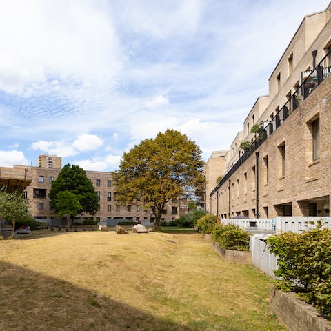 Spend sunny mornings reading in the communal garden