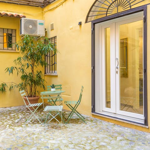 Enjoy your morning coffee in the ground floor courtyard