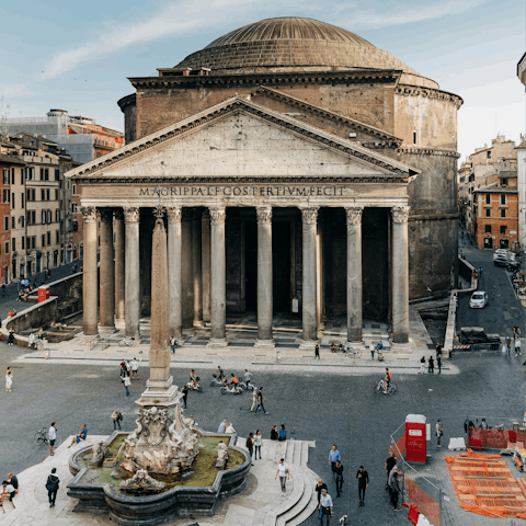 Wander to the iconic Pantheon, mere minutes away
