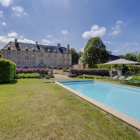 Go for a swim in the heated pool