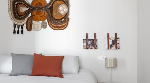 Fall asleep underneath the quirky crochet artwork