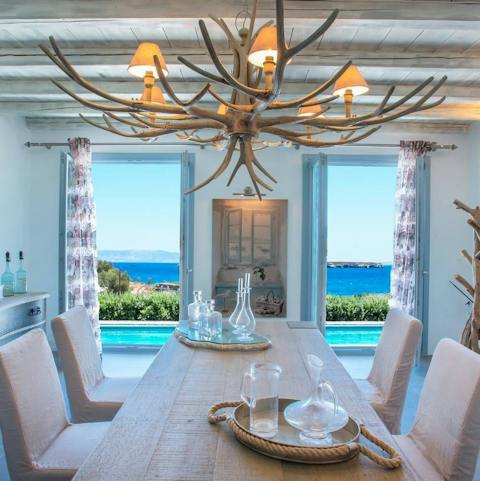 Open the terrace doors and enjoy spectacular views across the Aegean