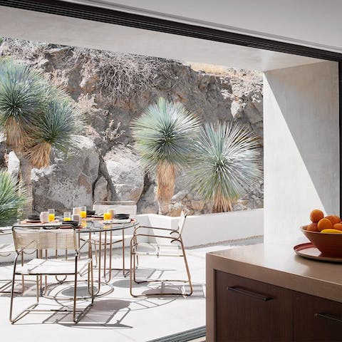 Eat outdoors on the sun-soaked patio