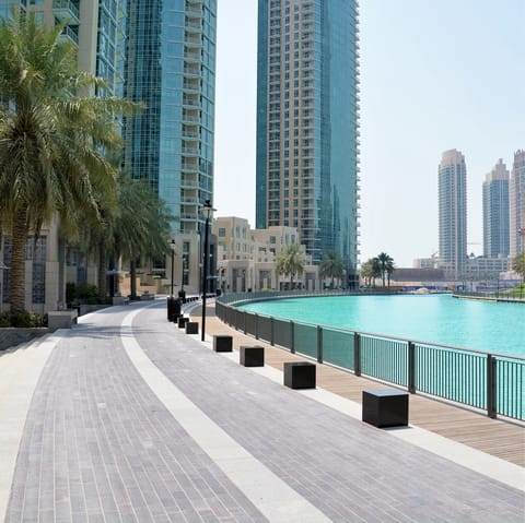 Head out on early-evening stroll along the Dubai Marina Promenade, under ten minutes away on foot