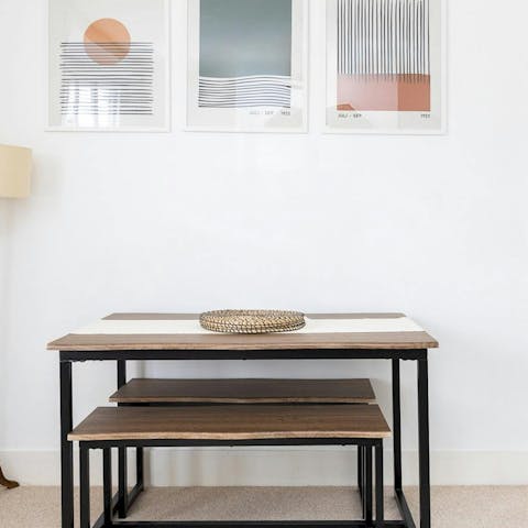 Cook a full English breakfast and enjoy it around the dining table