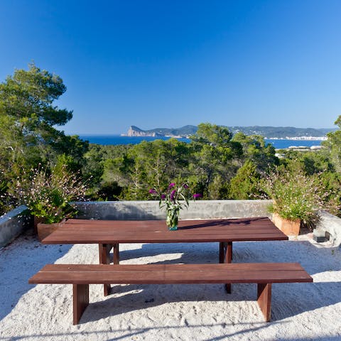 Admire the surrounding landscape at the picnic table