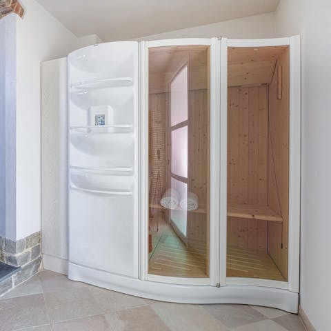 Have a sauna after a long walk through the Tuscan landscape