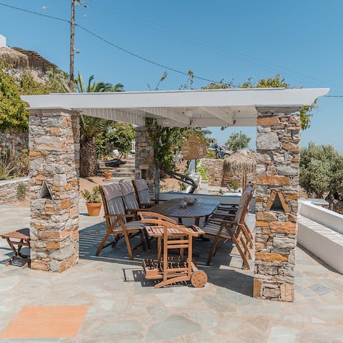 Start your day with breakfast in the Grecian breeze