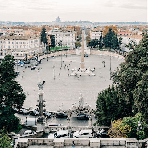Stay just five minutes from the stunning Piazza del Popolo
