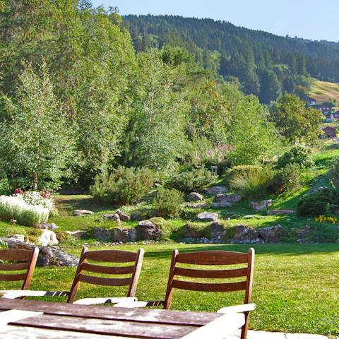 Spend summer evenings watching the sunset behind the mountain peaks