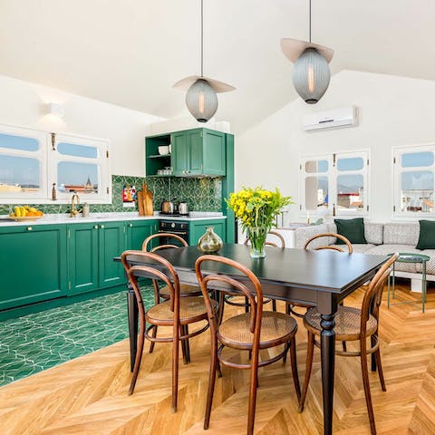 Whip up breakfast in the bright and cheerful kitchen