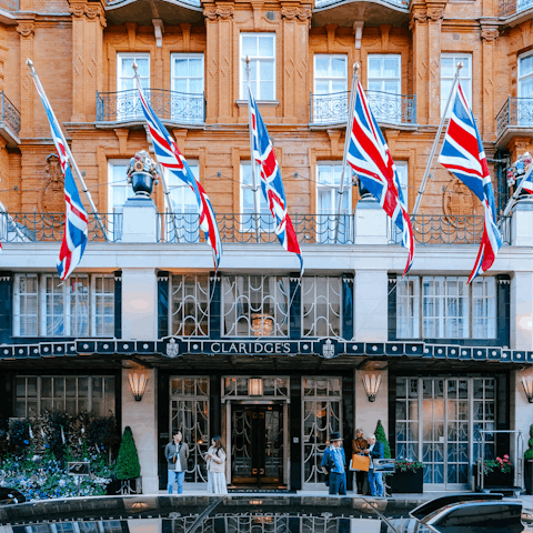 Indulge in a traditional English afternoon tea at Claridges, just minutes away