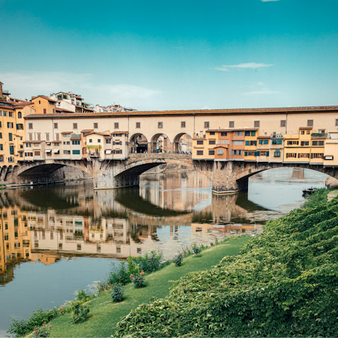 Cross Florence's famed bridge, the Ponte Vecchio, just minutes away