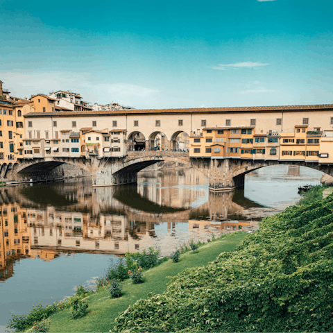 Cross Florence's famed bridge, the Ponte Vecchio, just minutes away