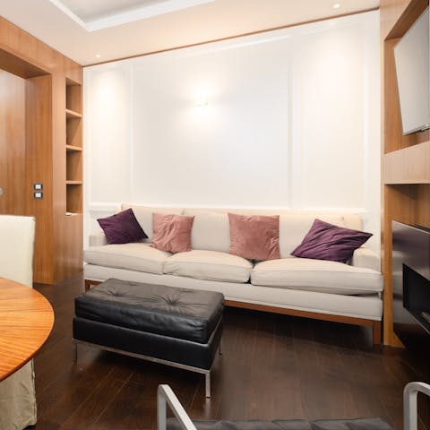 Curl up on the cosy sofa after a long day on your feet