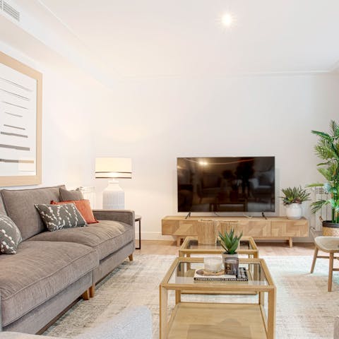 Lounge about in the comfy and stylish living room