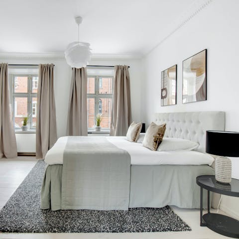 Drift off to sleep in the high-style bedrooms