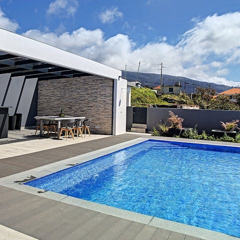 Do some laps in the private swimming pool