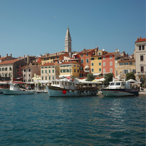 Visit the coastal town of Rovinj, just a twenty-four minute drive away