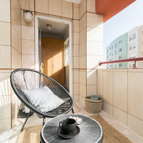 Head onto the charming balcony and sip your morning coffee