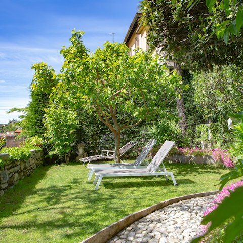 Soak up the sun in the pretty garden