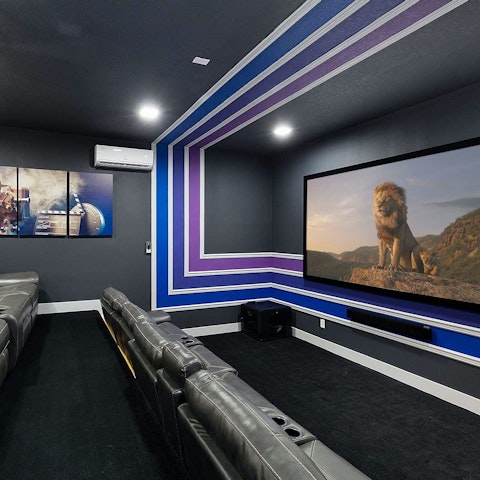 Crash out with a family film in the private cinema room
