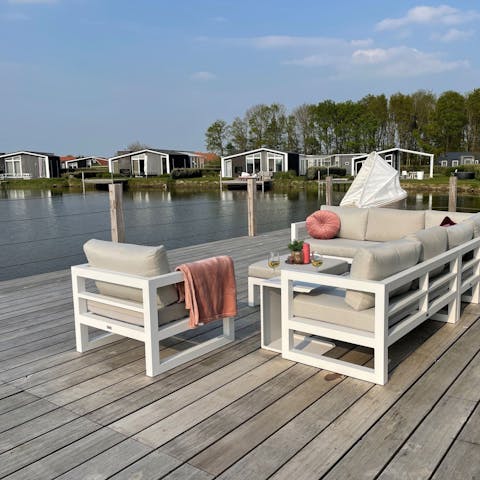 Gaze across the lake from your huge deck