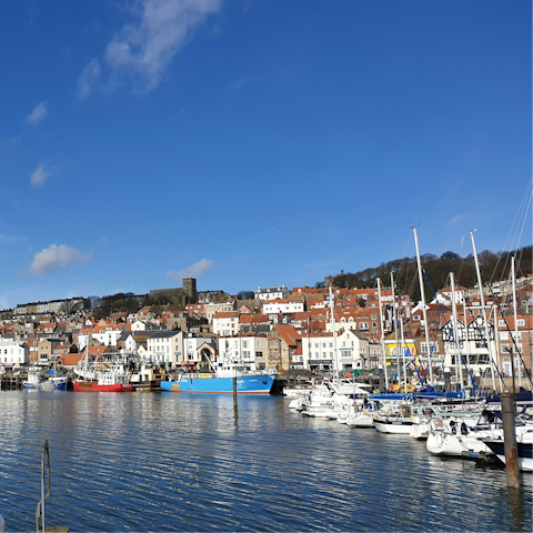 Walk around Scarborough Harbour, only a fifteen-minute drive away