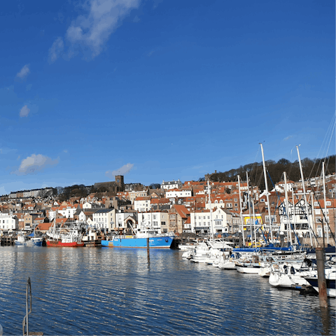 Walk around Scarborough Harbour, only a fifteen-minute drive away