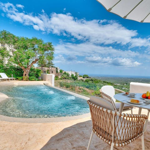 Dine in the shade or go for a dip in the private pool