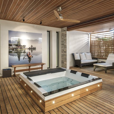 Soak in the hot tub on the master bedroom's deck
