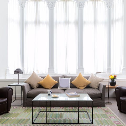 Admire the home's huge period windows