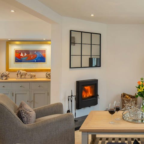 Cosy up by the fire with a good book and a glass of wine