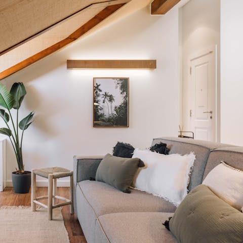 Unwind in the trendy living space after a busy day spent exploring Lisbon