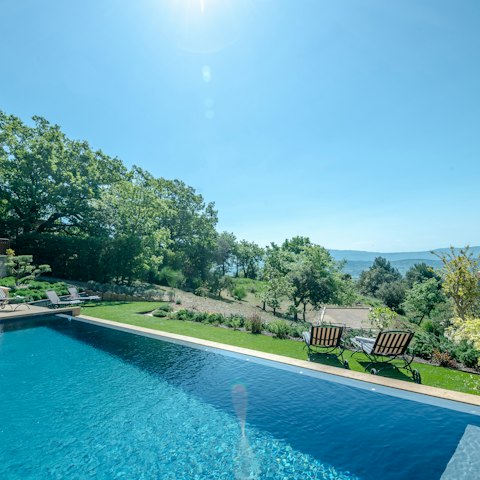 Enjoy views of the rolling countryside from the private pool