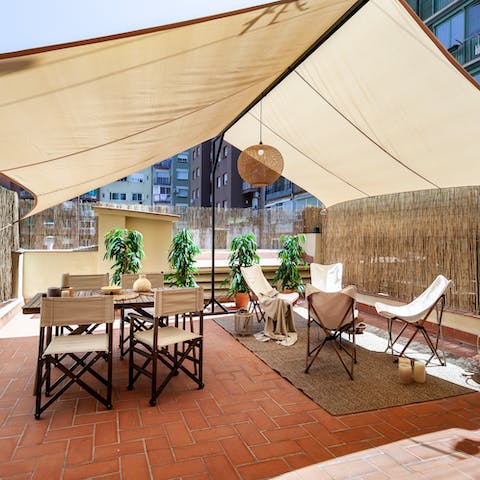 Enjoy alfresco meals and celebratory sundowners on the private shaded terrace