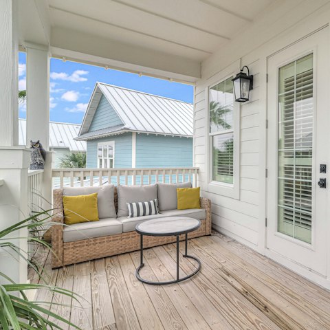Enjoy a glass of wine on the breezy balcony
