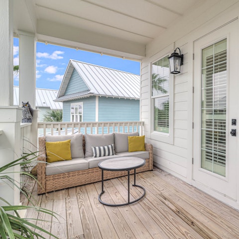 Enjoy a glass of wine on the breezy balcony