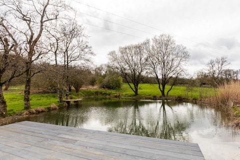 Cool off with a swim in the shared lake