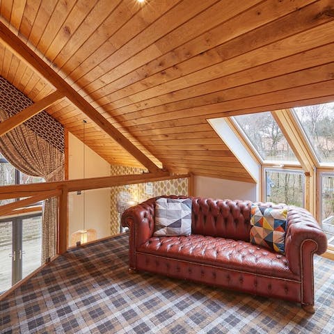 Grab a book from the shelf and enjoy some quiet reading in the loft
