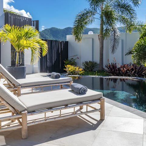 Spend a relaxing day by the private pool