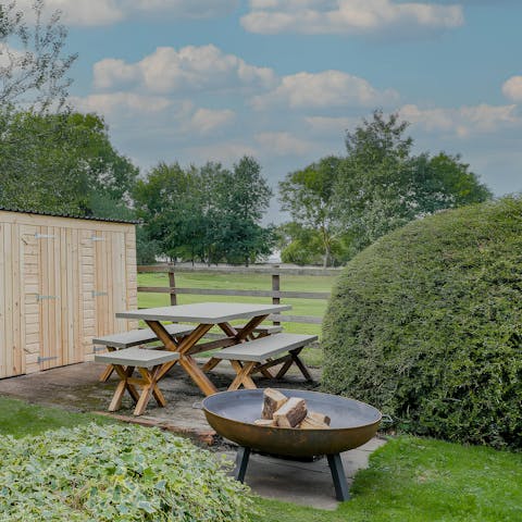 Enjoy rural views from the private garden