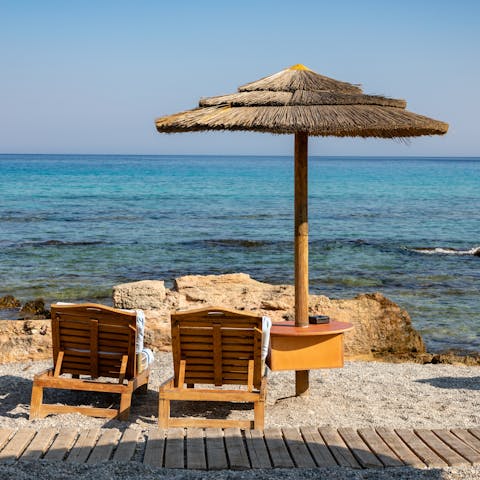 Marvel at Greece's turquoise waters – Traganou Beach is ten-minutes by car