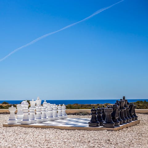 Challenge the family to a giant chess tournament with a view