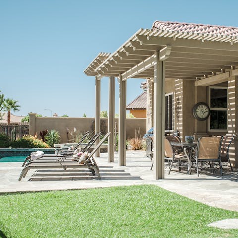 Bask in the Californian sunlight on the garden's loungers