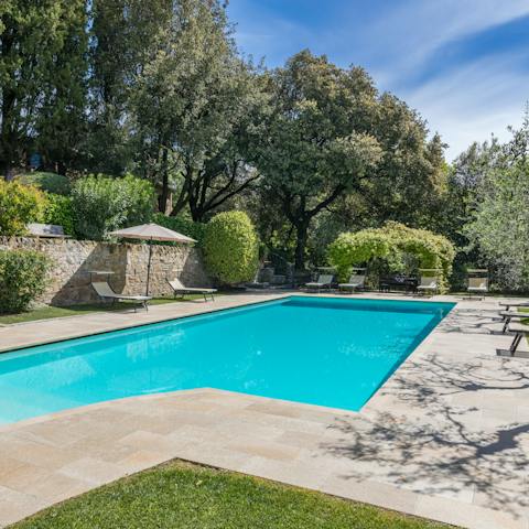 Make a splash in the private swimming pool