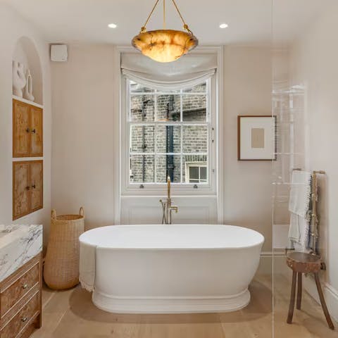 End the day with an indulgent soak in the free-standing tub
