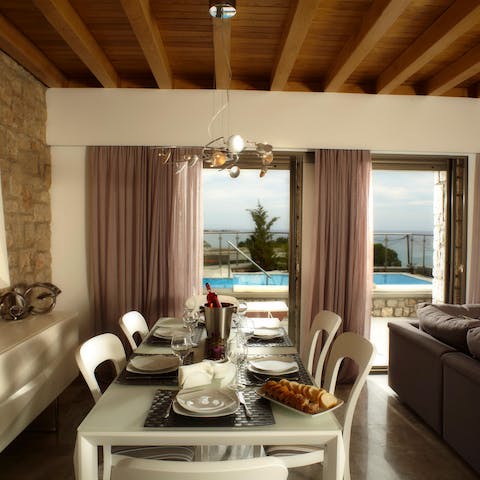 Set the table for a decadent meal in the elegant dining area