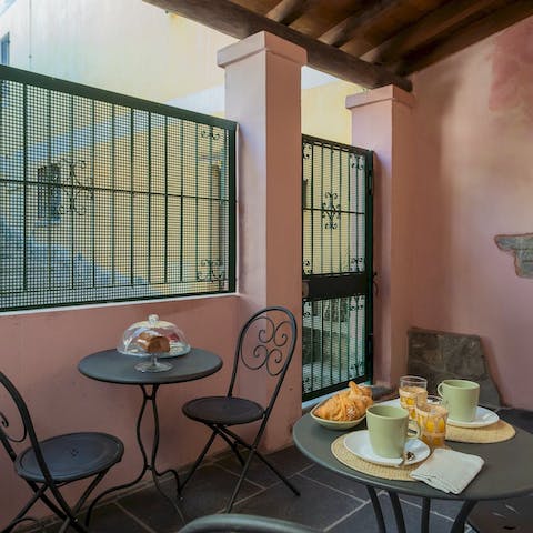 Sit on the shaded terrace and sip a wine apéritif